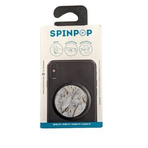 SpinPop Phonegrip, Foil Marble White Grip Kickstand Cable Organizer Comfortable